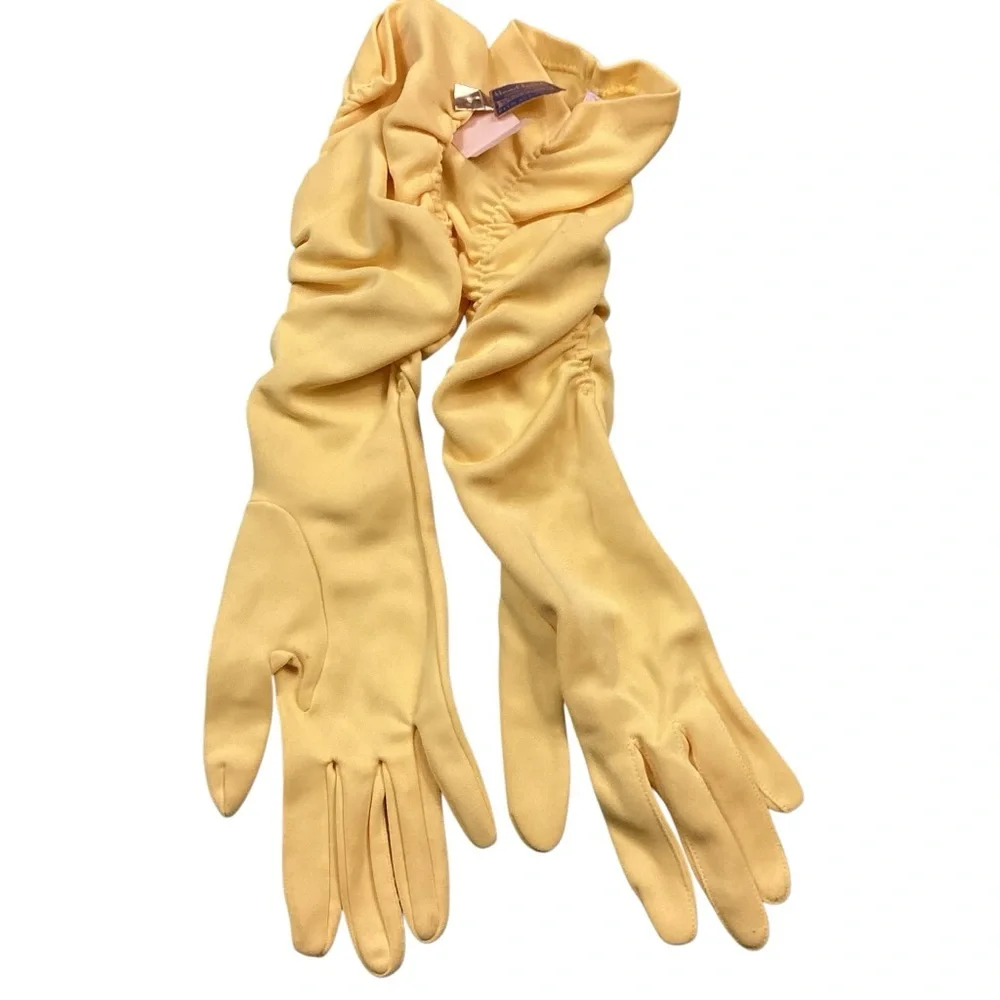 Vintage 50s Hand Treat sunny yellow stretch gloves